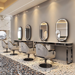 Espejo de Salón de Belleza Iluminado de Lujo, Muebles de Peluquería, Espejo de Barbería con Almacenamiento - Product Image 2
