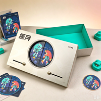 Boîte cadeau rigide à cadran coulissant créatif, fenêtre ronde personnalisée, impression de dessins animés, emballage de luxe pour gâteaux de lune