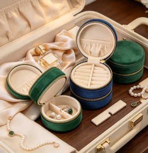 Nouvelle boîte à bijoux compacte et portable, double couche, petite et ronde, vente en gros de boîtes à bijoux - Product Image 4