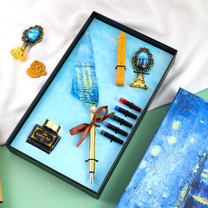 Set <span class=keywords><strong>de</strong></span> plumas <span class=keywords><strong>de</strong></span> inmersión estilo pintura al óleo artística, kit <span class=keywords><strong>de</strong></span> caligrafía retro europeo con sello <span class=keywords><strong>de</strong></span> cera y tinta para escritura <span class=keywords><strong>de</strong></span> cartas y diario. - Product Image 2