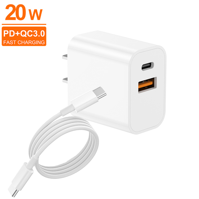Factory Custom 20W PD Fast Charging USB C Charger Set Wholesale Mobile Phone Data Cable Power Adapter Compatible iPhone EU/AU