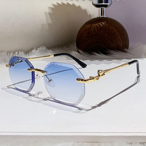 <strong>Cartier</strong> Frameless Sunglasses Leopard Head Design UV400 Protection Unisex Street Style Trendy <strong>Glasses</strong> - Product Image 1