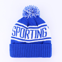 Bonnet d'hiver en acrylique personnalisé avec logo brodé, bonnet à pompon jacquard, bonnet à revers, bonnet à pompon, bonnet en tricot décontracté pour adultes