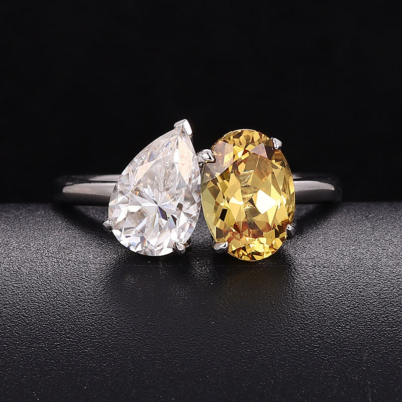 solid 10k gold lab gemstone+moissanite ring