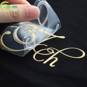 Patch thermocollant 3D en relief sans décollement, étiquette de vêtement gaufrée, or métallique, personnalisé, à repasser pour vêtements - Product Image 1