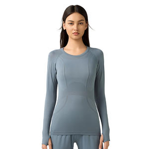 IPRETTY Logotipo personalizado Fitness Gym Yoga Slim Fit Crop Tops Running Workout Thumb Hole <span class=keywords><strong>Camiseta</strong></span> de manga larga para mujer - Product Image 6