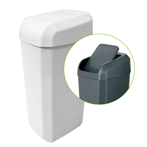 Bidone per rifiuti TROYA da 30 litri con coperchio a battente. Bianco. Contenitore per rifiuti in plastica DENOX - Product Image 6