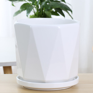 Pot de fleurs en céramique blanc, design géométrique, pour plantes d'intérieur, jardinage à domicile, Pothos, plantes araignées, succulentes - Product Image 1