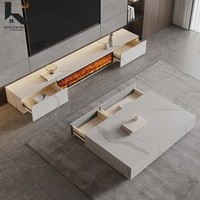 Meuble TV moderne de luxe avec foyer électrique et rangement pour salon