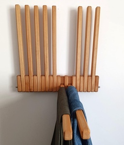 Séchoir mural en bois de hêtre massif : Organisateur de <span class=keywords><strong>linge</strong></span> pliable, porte-serviettes pliable, support en bois pour pantalons de cowboy - Product Image 1