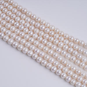 Cuentas Redondas de Agua Dulce Naturales de 8-9 mm, Color Blanco, Rosa y Multicolor, Sueltas, Semi-Acabadas, para Hacer Collares y Pulseras - Product Image 1