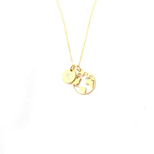 Personalizzato 18k oro Del Mondo Mappa e Bussola Collana di fascino del pendente Wanderlust Regalo in acciaio inox Gioielli viaggiatore - Product Image 6