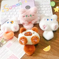 Porte-clés en peluche chat mignon, breloque de sac douce et moelleuse, pendentif animal brodé, décoration de sac à dos, cadeau d'anniversaire pour femmes et filles