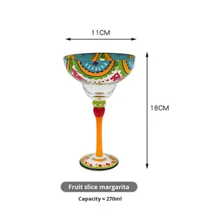 Copa Margaret Personalizada Pintada a Mano al por Mayor, Copa de Vino de Cristal Pintada Creativa, Diseño Moderno, Capacidad de 301-400 ml, para Bar - Product Image 6