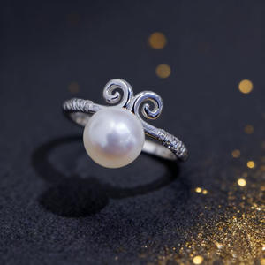 10753 Accesorios DIY, Anillo de Plata S925 con Base Vacía y Acabado Dorado, Redondo de 10-12 mm para Joyería de Perlas - Product Image 1