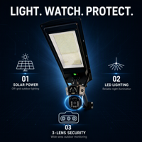 Lampadaire solaire tout-en-un avec caméra CCTV WiFi 4G, suivi des personnes, interphone vocal, vision nocturne couleur, double objectif