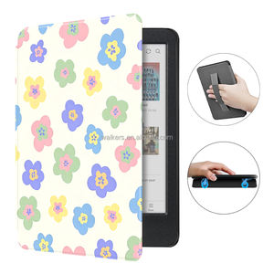 Custodia Magnetica Floreale Elegante per Kobo Clara Color N367 e Libra Color con Funzione Sleep e Cinturino da Polso - Product Image 1