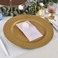 Assiettes de présentation rondes en plastique doré de 13 pouces, style luxe, pour décoration de table de mariage, vente en gros