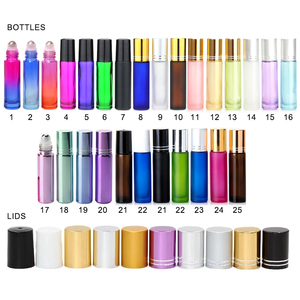 Vente en gros de flacons en verre à bille pour sérum, déodorant, huile essentielle, parfum, rechargeables et vides, avec des boules de pierres précieuses et des couvercles - Product Image 6