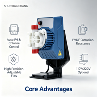 Pompe doseuse électromagnétique à diaphragme électrique automatique basse pression pour l'industrie alimentaire et des boissons, contrôleur de dosage de chlore PHL
