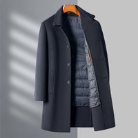 Nouveau Manteau d'Affaires Homme Hiver 2025 en Laine Double Face Épaisse, Long, Simple Boutonnage, Col Rabattu, Anti-rétrécissement