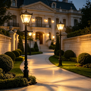 Farolas de Calle de Estilo Europeo de Lujo con Cestas de Flores en Ambos Lados, Luces Decorativas LED Eléctricas para Jardín y Paisaje - Product Image 2