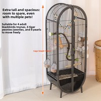 Villa pour oiseaux à double porte pour perruches, calopsites et pinsons – Grande cage ornementale de style maison avec fonction de rangement