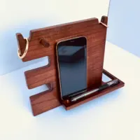 מותאם אישית חדש עיצוב עץ טלפון טעינה אישית עץ טלפון אלחוטי עגינה תחנת עץ אפר מפתח מחזיק קרפט