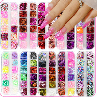 Vente en gros de bijoux scintillants pour la Saint-Valentin Nail Art Paillettes en forme de coeur Patch pour ongles Papillon Nail Art Charms