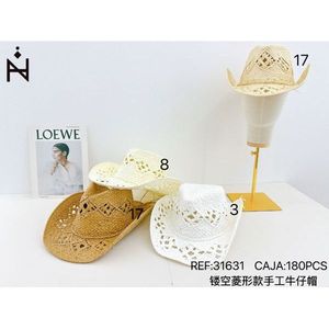 Sombrero de vaquero hecho a mano con diseño de diamantes calados, estilo étnico, para verano - Product Image 3
