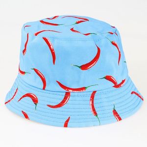 Wholesale Summer Fashion Unisex <b>Reversible</b> Fisherman Caps Custom Chili Printing Beach Sun <b>Hat</b> Polyester <b>Bucket</b> <b>Hats</b> - Product Image 6