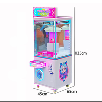 Mini machine d'arcade à pinces pour cadeaux, rose et violet, avec lumières néon, pour centre de divertissement