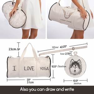 Manufacturer-Silk Screen Logo Single Shoulder Crossbody Canvas Travel Bags <b>Foldable</b> Cylindrical Gym Bags - Product Image 2