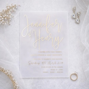 Tarjeta de Invitación de Boda Personalizada con Estampado en Relieve y Grabado en Letterpress para Guardar la Fecha y Confirmación de Asistencia - Product Image 1
