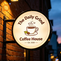Boîtes lumineuses personnalisées en acrylique LED, signalétique lumineuse, boîte lumineuse publicitaire pour la présentation du logo d'un café, décoration intérieure
