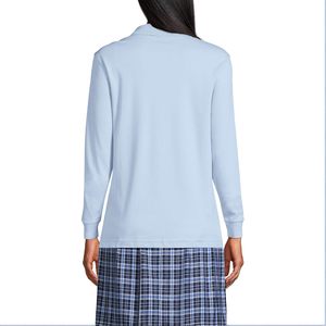 Polo à manches longues en interlock pour femme FOXA, uniforme scolaire, coton tricoté, coupe ajustée - Product Image 2