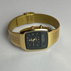 Montre unisexe décontractée et tendance 2026 Amber Gold Rétro à double affichage cristal, étanche - Product Image 4