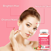 Compléments de collagène protéique OEM, biotine, multivitamines, gommes, produit de beauté pour la croissance des cheveux, soin de la peau, ongles forts pour adultes