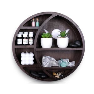Estante De Pared Mounted Hanging Floating Wooden Storage Rack Stars Shelves Crescent Decorative Wood Wall Wooden Moon Shelf