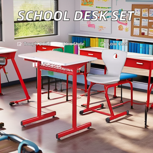 Modern Steel Plastic Plywood MDF Fixed Single School Student <b>Desk</b> Chair Customized Colors Commercial Use Aoyasi PT-205E PT-205E - Product Image 2