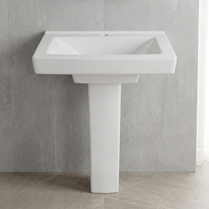 Lavabo de Pedestal Ovalado de Cerámica Vistaar, Lavabo de Baño de Diseño Asiático de Lujo, Resistente al Agua y Ecológico - Product Image 1