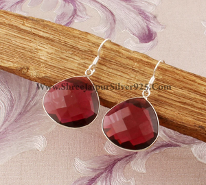 Piedra de corazón facetada de cuarzo de rubelita natural, pendiente de rubelita hecha a mano de Plata de Ley 925 para mujer - Product Image 5