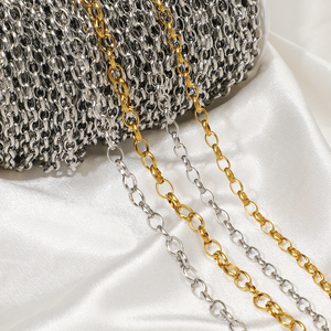 Catena Ovale Impermeabile in Acciaio Inossidabile Placcato Oro 18K PVD, Catene Spesse per Collane e Bracciali, Decorative per Creazione di Gioielli Fai-da-Te - Product Image 1