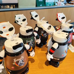 Cartoon Bear Straw Plastic Cup 700Ml Creative Gift For Children Back To School - Product Image 2