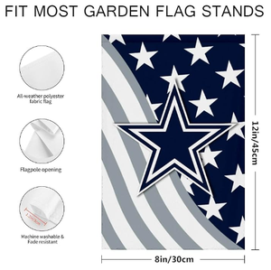 Bandera de Jardín Personalizada de los Dallas <span class=keywords><strong>Cowboys</strong></span> con Diseño de la Bandera Americana, Impresa por Ambos Lados en Poliéster - Product Image 5
