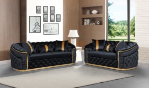 Divano Chesterfield in Velluto <span class=keywords><strong>Grigio</strong></span> 230 cm, Tre Posti con Lavorazione Trapuntata <span class=keywords><strong>e</strong></span> Dettagli Dorati, 2 Cuscini, Elegante <span class=keywords><strong>Arredamento</strong></span> per Soggiorno <span class=keywords><strong>e</strong></span> Appartamento - Product Image 5