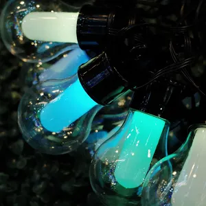 Pemasok e27 48ft S14 A60 20m 100m lampu Festoon surya liburan taman teras kafe dekorasi tahan air lampu tali LED luar ruangan