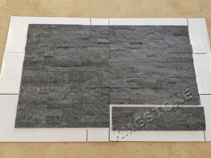 Panneaux de revêtement mural modernes <span class=keywords><strong>en</strong></span> <span class=keywords><strong>pierre</strong></span> <span class=keywords><strong>naturelle</strong></span> et quartzite noire Revêtement <span class=keywords><strong>extérieur</strong></span> intérieur de maison résistant aux acides à usage décoratif - Product Image 3