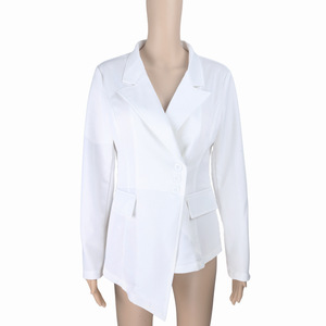 2022 otoño nueva llegada moda Color sólido Slim Fit negocios Casual <span class=keywords><strong>blazer</strong></span> abrigo manga larga Irregular <span class=keywords><strong>blazer</strong></span> mujer ropa - Product Image 5