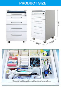 خزانة طبية متحركة بأربعة أدراج من الفولاذ المقاوم للصدأ، تحمل وزن 150 كجم، مع سطح زجاجي مقوى وصينية فرز مجانية - Product Image 5
